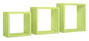 Set 3 Mensole da Parete Cubo in Fibra di Legno Incubo Verde