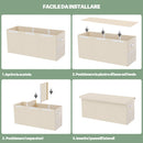 Box Contenitore per Giocattoli 91,5x32x40,5 cm Pieghevole 3 Scomparti 118L in TNT Beige     