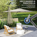 Ombrellone a Sbalzo 247x247 cm con Base a Croce e Manovella in Metallo e Poliestere Cachi      