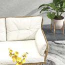 Set 3 Pezzi da Giardino con Chaise Longue Divanetto Cuscini e Tavolino in Rattan e Acciaio Bianco Crema e Legno      