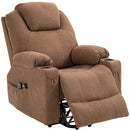 Poltrona Alzapersona Elettrica Massaggiante a 8 Punti 1 Motore 90x101x107 cm in Tessuto Effetto Lino Caffè