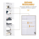 Colonna Bagno a 2 Armadietti con Ripiano Regolabile e Cassetto 35x31x172 cm in Truciolato Bianco