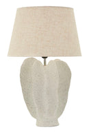 Lampada da Tavolo Resina Ester Ø40x63 cm in Resina e Ferro e Tessuto Bianco effetto lavato      