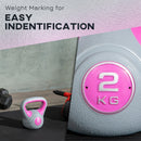 Kettlebell per Allenamento 2 Kg Base Piatta e Impugnatura per Stacchi in PU e Sabbia Rosa