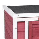 Conigliera 51x42x43 cm con Tetto Apribile in Asfalto Rampa Antiscivolo in Legno Rosso      
