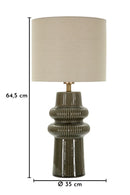 Lampada da Tavolo Harmony Ø30x64,5 cm in Ceramica e Ferro e Tessuto Verde      