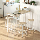 Set da Pranzo 5 Pezzi con Bancone da Bar 110x50x89,5 cm e Sgabelli Ø30x60,5 cm in Legno e Metallo Color Legno      