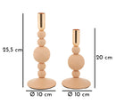 Porta Candele Aster Rosa Set 2 Pz Ø10x25,5 cm - Ø10x20 cm in Ferro Rosa e Oro      