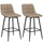 Set 2 Sgabelli da Cucina Stile Nordico 45x47x84 cm in Tessuto Effetto Velluto e Metallo Marrone