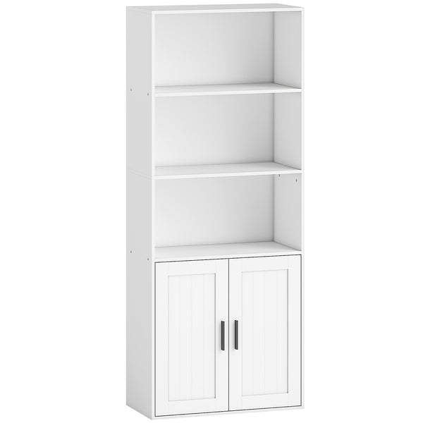 prezzo Libreria con Ripiani Aperti e Armadietto 2 Ante 60x30x145.5 cm in MDF Bianco