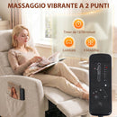 Poltrona Massaggiante e Reclinabile a 160° con Poggiapiedi e Telecomando, 66x91x108 cm, in Ciniglia Bianco Crema      