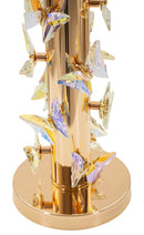 Lampada da Tavolo Gold Butterfly Ø35x74 cm in Ferro e Metallo e Tessuto e Vetro Oro e Bianco      