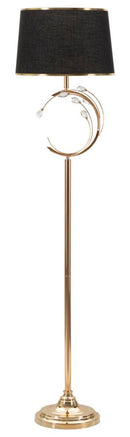 Lampada da Terra Bruxelles Ø38x160 cm in Ferro e Vetro e Tessuto Nero e Oro      