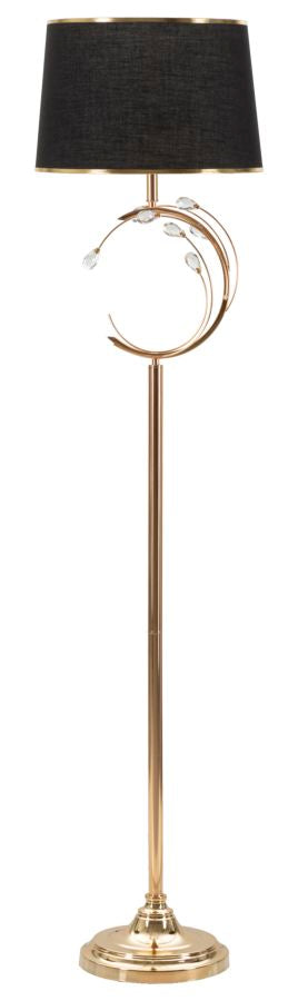Lampada da Terra Bruxelles Ø38x160 cm in Ferro e Vetro e Tessuto Nero e Oro sconto