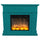 Camino Elettrico da Pavimento 110x95x25 cm Effetto Fiamma 1500W Sined Pienza Turchese