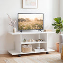 Mobile Porta TV Moderno 80x40x40 cm con Ripiani Ruote Girevoli e Freni Bianco      