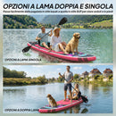 Tavola Sup Gonfiabile 335x82x15 cm con Sedile Pagaia e Accessori in Plastica ed EVA Blu e Rosa      