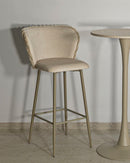 Sgabello Bar Alaska B Crema Set 2 Pz 55x58x106 cm in Compensato e Spugna e Ferro e Poliestere Crema      