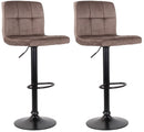 Set 2 Sgabelli 44x38x63/82 cm in Velluto con Base Nera Grigio
