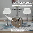 Set 2 Sgabelli da Bar 51,5x48x83-104 cm in Similpelle Bianchi