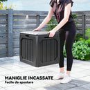 Baule da Giardino 56x45x53 cm Capienza 121L con Maniglie in Plastica Impermeabile Nero      