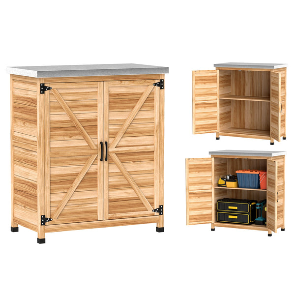 sconto Armadio da Esterno 79x43x92 cm con Banco da Lavoro in Legno e Acciaio Zincato