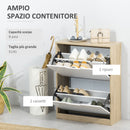 Scarpiera Slim Salvaspazio 2 Cassetti a Ribalta 8 Paisa di Scarpe 62,5x26x81 cm Legno e Bianco 