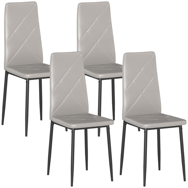 acquista Set di 4 Sedie da Pranzo 41x50x97 cm con Schienale Alto in Finta Pelle e Acciaio Grigio