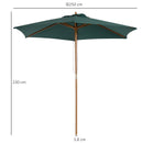 Ombrellone da Giardino Ø2,5 m Palo Ø38 mm in Legno Verde