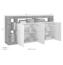 Madia Mogol 4 ante bianco lucido ossido 184x42x93H cm