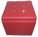 Cubo Pouf Contenitore in Similpelle e Cristalli Renier Bordeaux