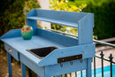 Tavolo da Lavoro 112x45xH112 cm in Legno Cunninghamia  lanceolata Blu