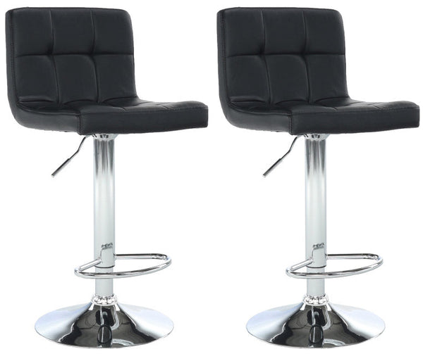 Set 2 Sgabelli 44x38x63/82 cm in Ecopelle con Base Cromata Nero sconto
