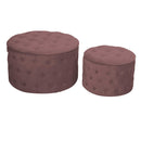 Set 2 Pouf Contenitore Ø50 cm e Ø70 cm in Tessuto Velluto Rosa