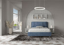 Letto Matrimoniale Francese Imbottito in Microfibra Antea Large Blu Varie Misure