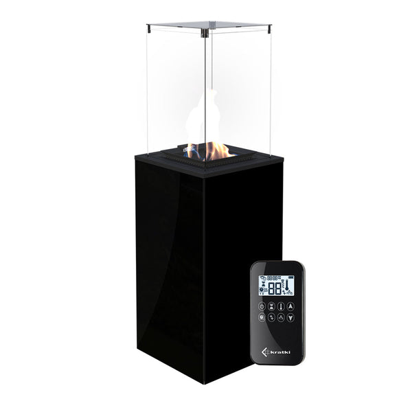 prezzo Stufa a Gas da Esterno 127,6x39,8x39,4cm Flig Gastonia Mini Nero Lucido con Telecomando e Vetri
