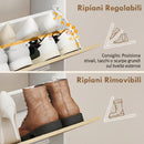 Mobile Portascarpe 80x26x 90 cm con 2 Cassetti a Ribalta e ripiani Bianco e Legno Naturale      