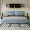 Letto Matrimoniale Imbottito in Microfibra Appia Large Azzurro Varie Misure