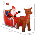 Babbo Natale Gonfiabile 310x78x148 cm con Luci LED Slitta e Renna per Esterno 