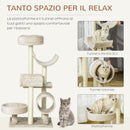Albero Tiragraffi con Cucce e Tunnel multi-livello Beige 50x40x105 cm 