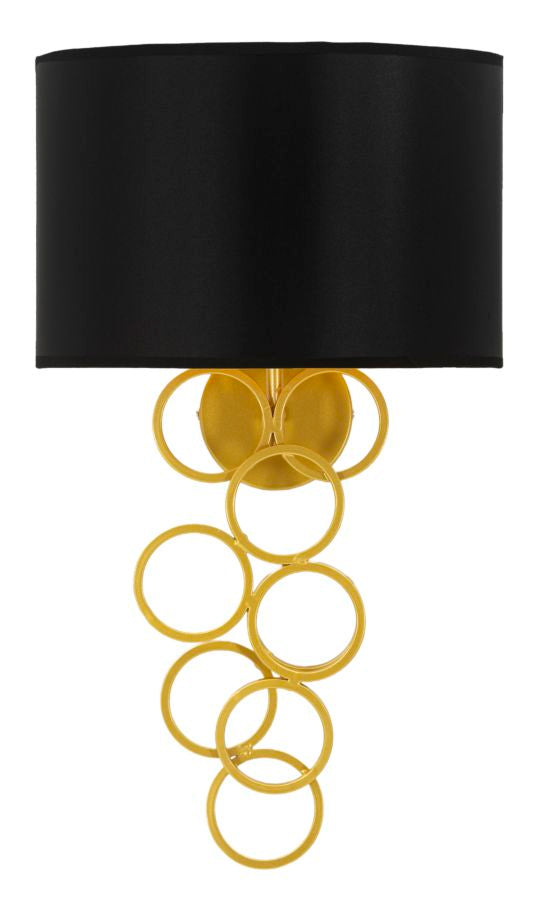 Lampada da Muro Rich 30x20x50 cm in Ferro e Tessuto Oro e Nero acquista