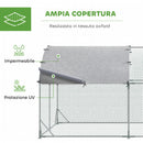 Recinto per Galline con Tetto e Copertura Anti UV 280x380x197 cm in Metallo Galvanizzato Argento      