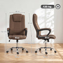 Sedia da Ufficio Ergonomica 62x76x110-119 cm Reclinabile e Girevole con Poggiatesta in Tessuto Effetto Lino Marrone      
