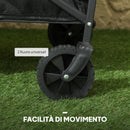 Carrello da Giardino 62L Pieghevole con Maniglia Regolabile, in Metallo e Tessuto Oxford, 76x48x86 cm, Nero      