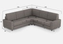 Divano Angolare 5 Posti 246x246x85 cm Sakar in Tessuto Grigio