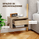 Set di 2 Comodini Sospesi Moderni 37x32x21 cm con Cassetto e Vano Aperto in Melamina Legno Naturale      