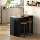 Tavolo Bancone Bar 113x60x90 cm Isola da Cucina con 3 Ripiani per Soggiorno e Salotto in Truciolato Nero e Legno      
