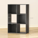 Libreria a Cubi con 6 Ripiani Portaoggetti, in Legno, 61.5x29.5x91.5 cm, Nero      