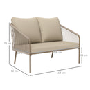 Divano da Giardino 2 Posti Stile Boho 112x72x76 cm con Cuscini Sfoderabili e Braccioli in Rattan PE e Acciaio Beige      