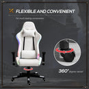 Sedia da Gaming Ergonomica con Luci a LED in Similpelle Bianca